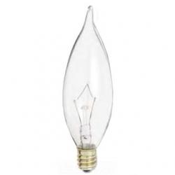 60 WATT CA10 INCANDESCENT CLEAR 1500 AVERAGE RATED HOURS 650 LUMENS CANDELABRA BASE 120 VOLTS
